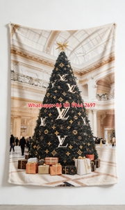 LV Christmas Tree Flannel Throw Blanket 368
